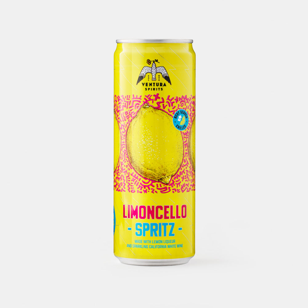 Ventura Spirits Limoncello Spritz can with bold lemon artwork