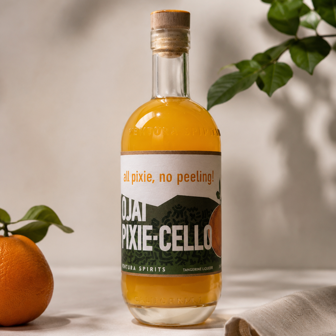 Pixie-cello bottle on table
