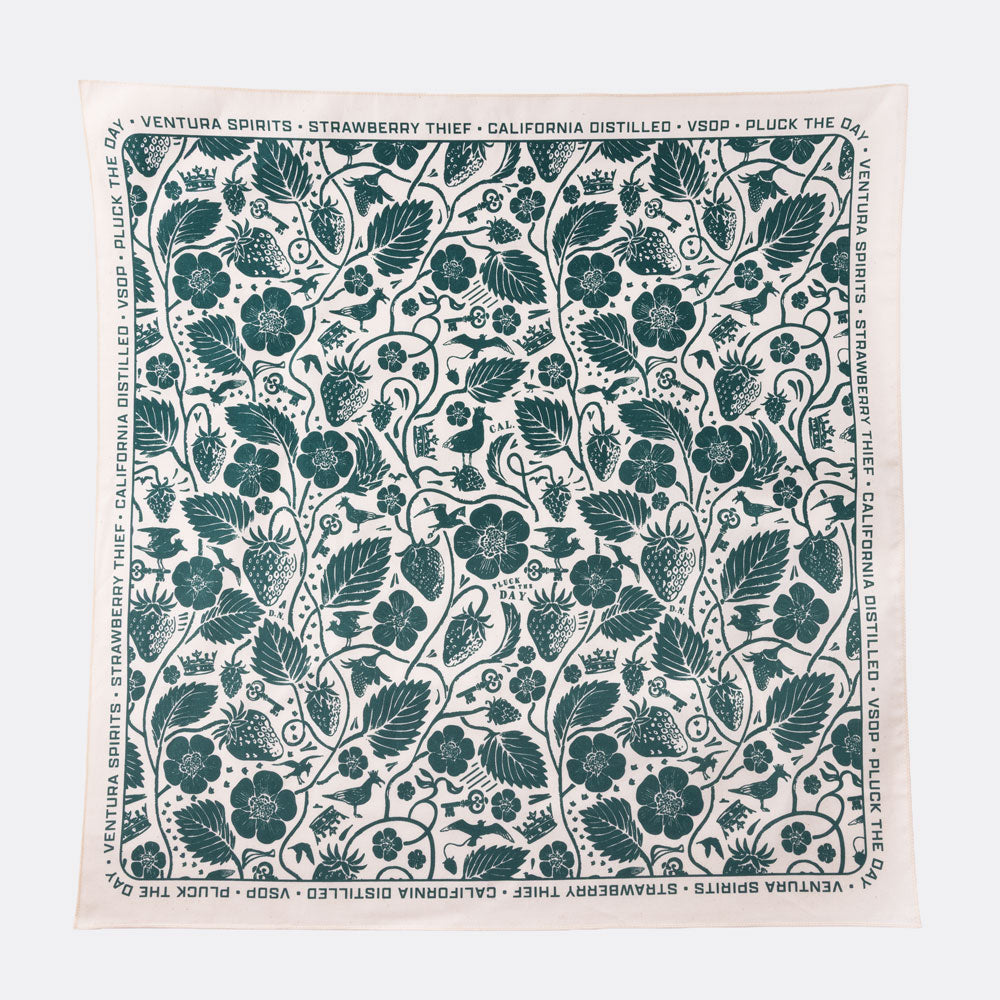 Ventura Spirits Strawberry Thief bandana in natural white, full pattern